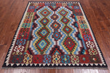 SUPER SALE Reversible Kilim Flat Weave Wool On Wool Rug - 5' 4" X 6' 10"