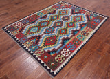 SUPER SALE Reversible Kilim Flat Weave Wool On Wool Rug - 5' 4" X 6' 10"