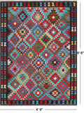 SUPER SALE Reversible Kilim Flat Weave Wool On Wool Rug - 4' 9" X 6' 6"