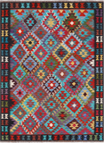 SUPER SALE Reversible Kilim Flat Weave Wool On Wool Rug - 4' 9" X 6' 6"
