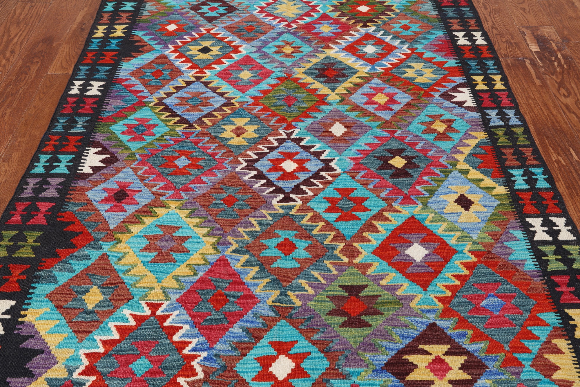 SUPER SALE Reversible Kilim Flat Weave Wool On Wool Rug - 4' 9" X 6' 6"