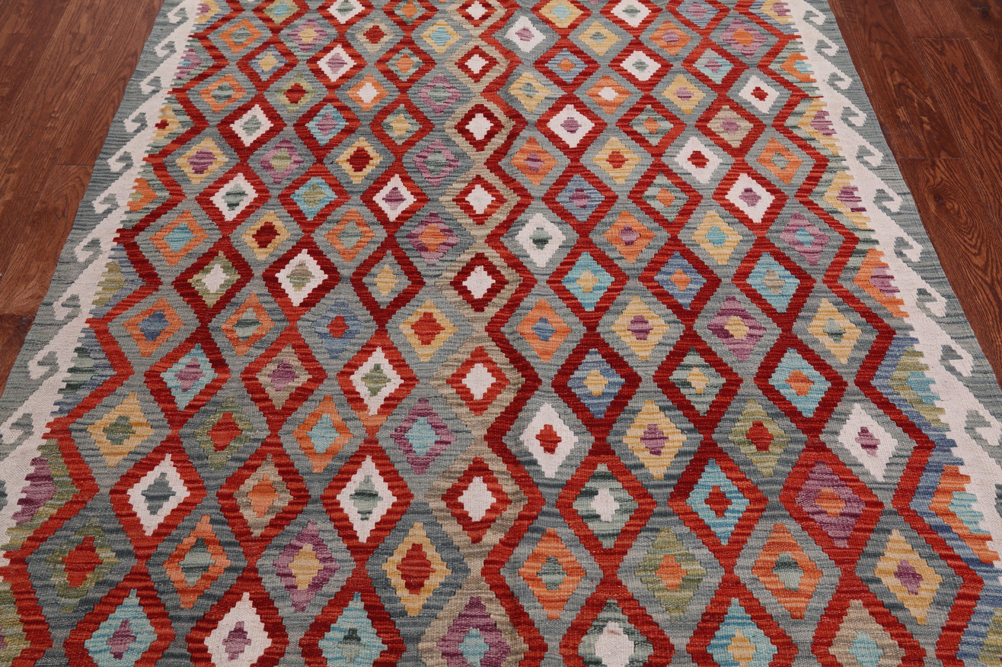 SUPER SALE Reversible Kilim Flat Weave Wool On Wool Rug - 5' 1" X 6' 5"