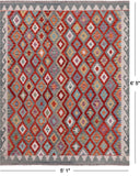 SUPER SALE Reversible Kilim Flat Weave Wool On Wool Rug - 5' 1" X 6' 5"