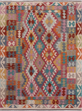 SUPER SALE Reversible Kilim Flat Weave Wool On Wool Rug - 5' 1" X 6' 7"