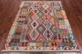 SUPER SALE Reversible Kilim Flat Weave Wool On Wool Rug - 5' 1" X 6' 7"