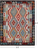 SUPER SALE Reversible Kilim Flat Weave Wool On Wool Rug - 5' 0" X 6' 4"
