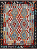 SUPER SALE Reversible Kilim Flat Weave Wool On Wool Rug - 5' 0" X 6' 4"