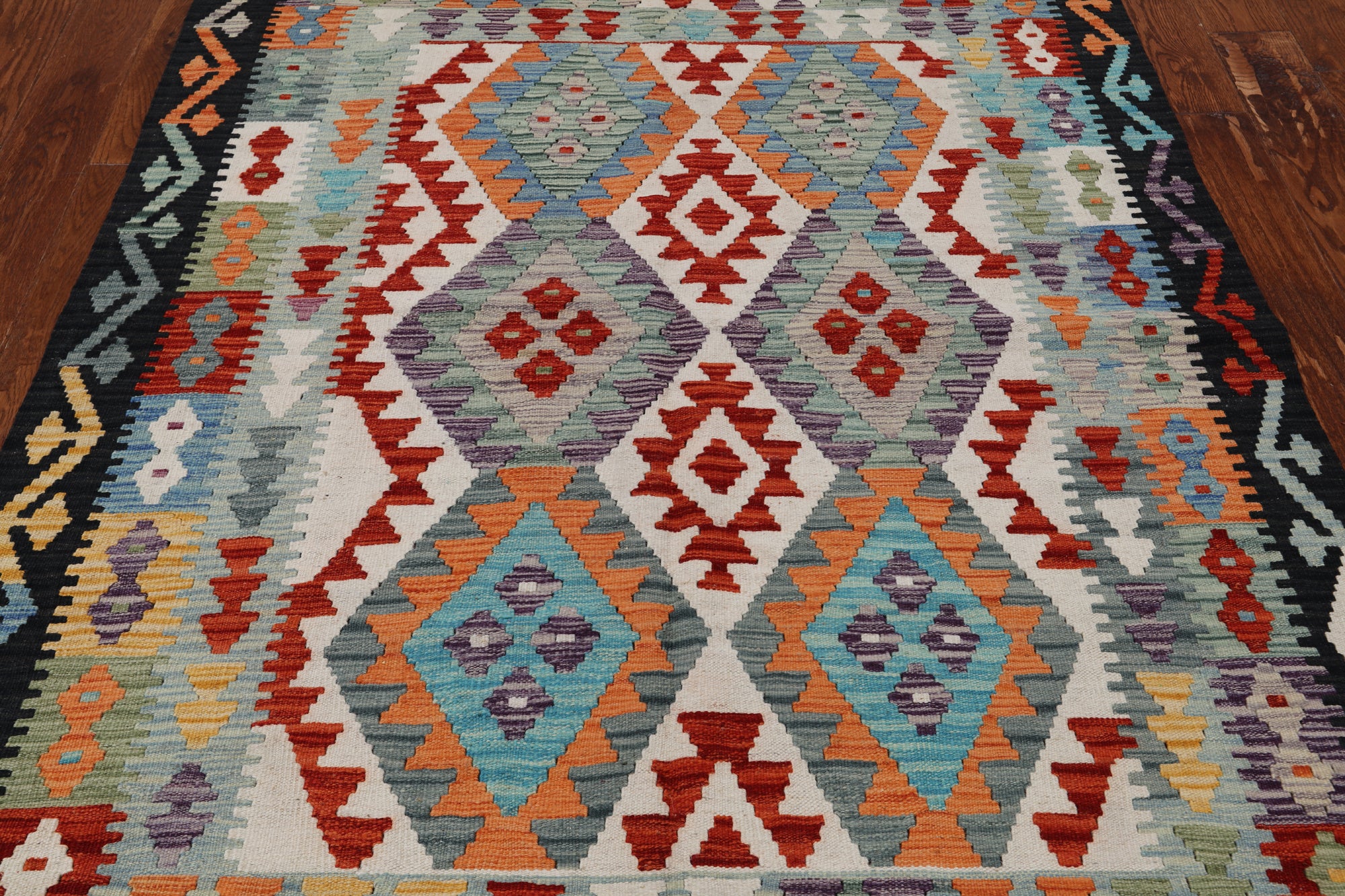 SUPER SALE Reversible Kilim Flat Weave Wool On Wool Rug - 5' 0" X 6' 4"