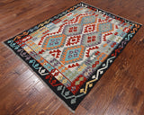 SUPER SALE Reversible Kilim Flat Weave Wool On Wool Rug - 5' 0" X 6' 4"
