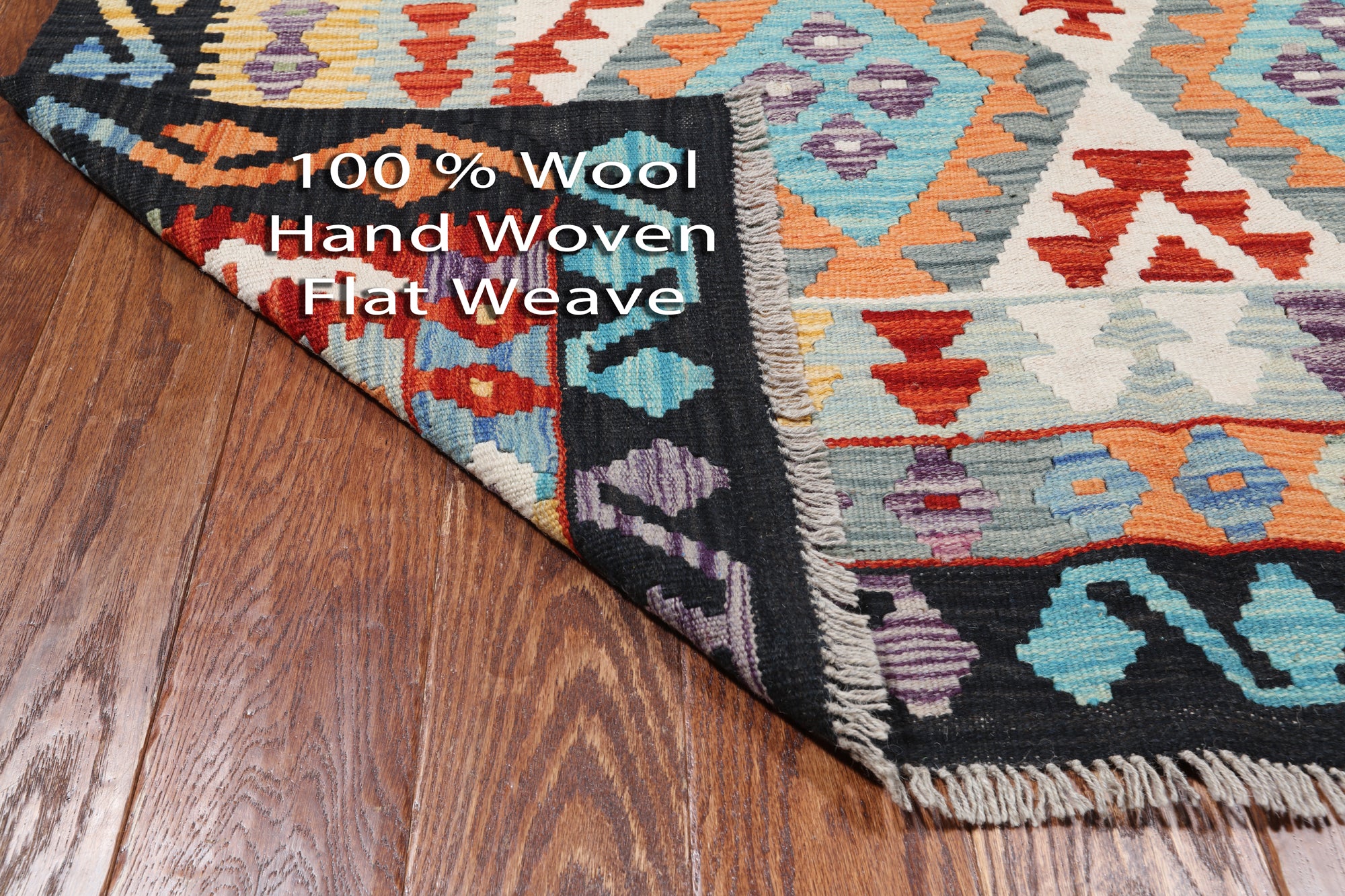 SUPER SALE Reversible Kilim Flat Weave Wool On Wool Rug - 5' 0" X 6' 4"