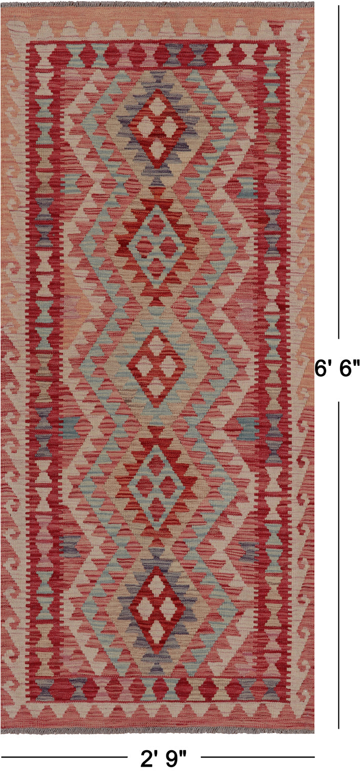 SUPER SALE Reversible Kilim Flat Weave Wool On Wool Runner Rug - 2' 9" X 6' 6"