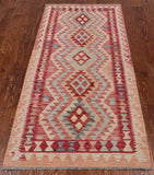 SUPER SALE Reversible Kilim Flat Weave Wool On Wool Runner Rug - 2' 9" X 6' 6"