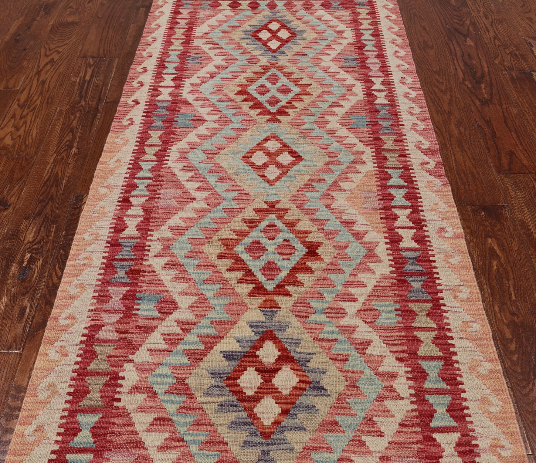 SUPER SALE Reversible Kilim Flat Weave Wool On Wool Runner Rug - 2' 9" X 6' 6"
