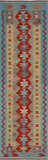 SUPER SALE Reversible Kilim Flat Weave Wool On Wool Rug - 3' 0" X 9' 3"