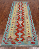 SUPER SALE Reversible Kilim Flat Weave Wool On Wool Rug - 3' 0" X 9' 3"