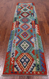 SUPER SALE Reversible Kilim Flat Weave Wool On Wool Runner Rug - 2' 6" X 9' 9"