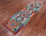 SUPER SALE Reversible Kilim Flat Weave Wool On Wool Runner Rug - 2' 6" X 9' 9"
