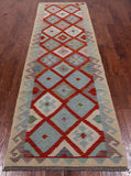 SUPER SALE Reversible Kilim Flat Weave Wool On Wool Runner Rug - 2' 10" X 9' 10"