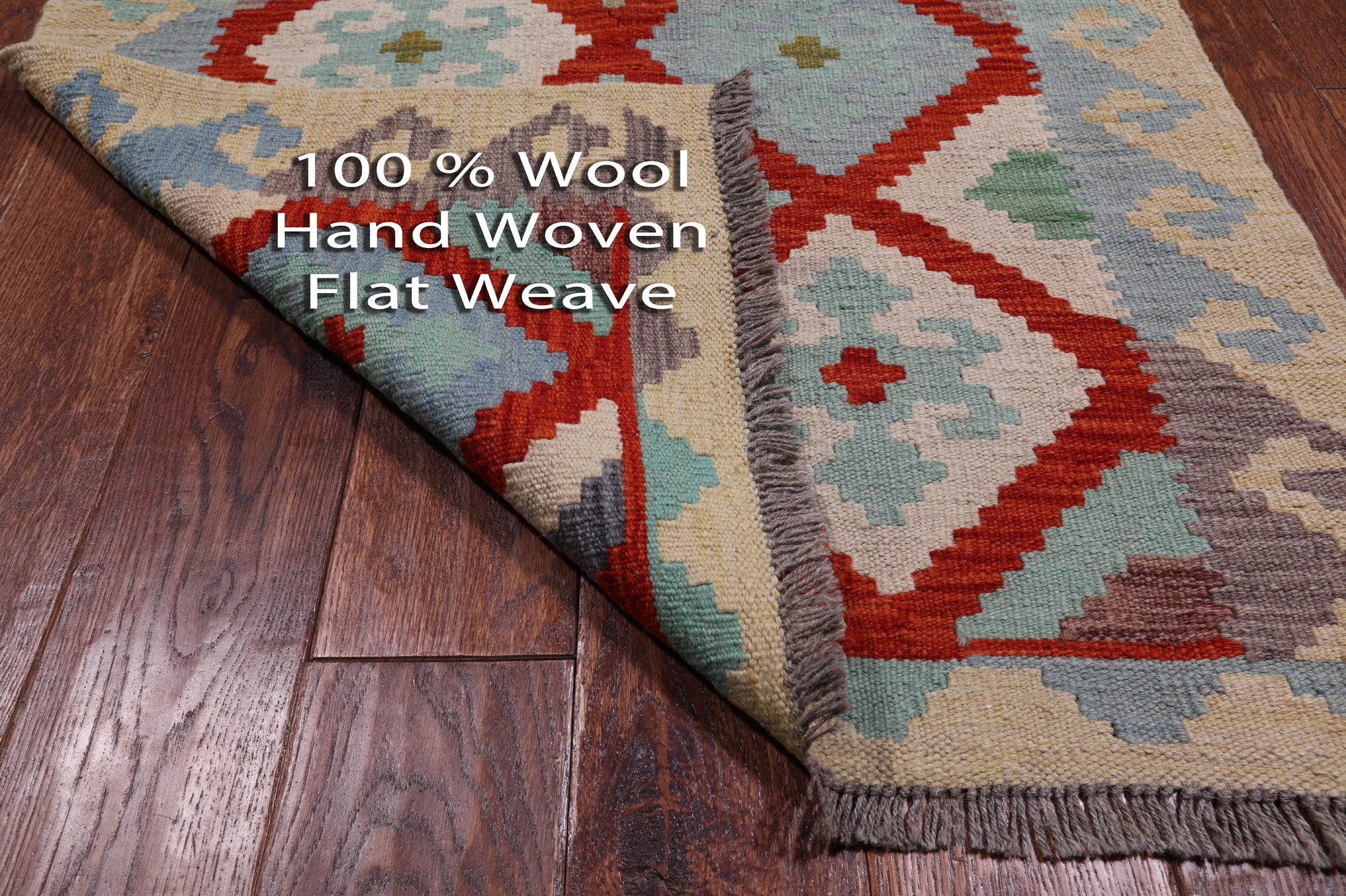 SUPER SALE Reversible Kilim Flat Weave Wool On Wool Runner Rug - 2' 10" X 9' 10"