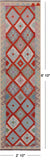 SUPER SALE Reversible Kilim Flat Weave Wool On Wool Runner Rug - 2' 10" X 9' 10"