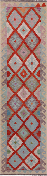 SUPER SALE Reversible Kilim Flat Weave Wool On Wool Runner Rug - 2' 10" X 9' 10"