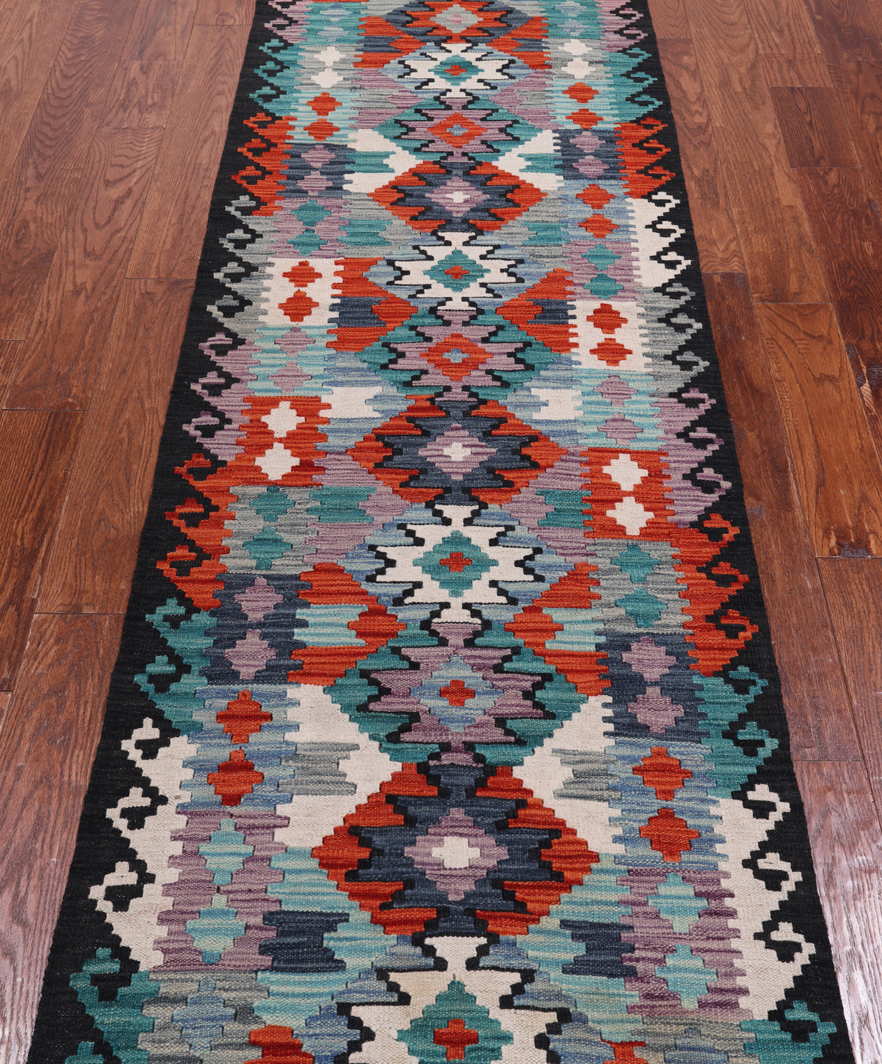 SUPER SALE Reversible Kilim Flat Weave Wool On Wool Runner Rug - 2' 8" X 9' 7"