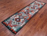 SUPER SALE Reversible Kilim Flat Weave Wool On Wool Runner Rug - 2' 8" X 9' 7"