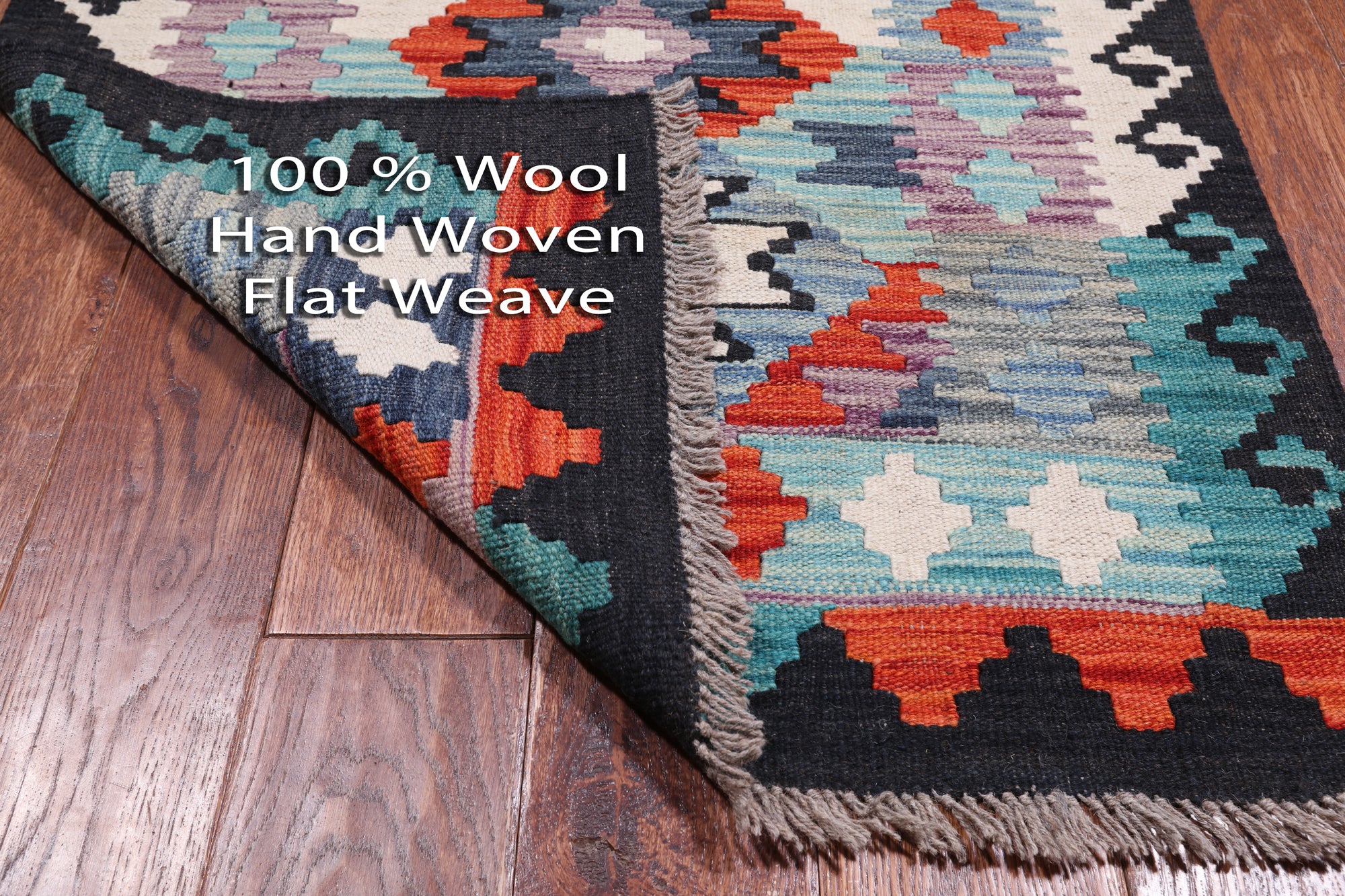 SUPER SALE Reversible Kilim Flat Weave Wool On Wool Runner Rug - 2' 8" X 9' 7"