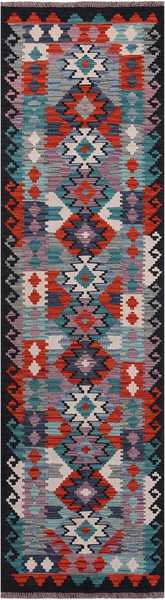 SUPER SALE Reversible Kilim Flat Weave Wool On Wool Runner Rug - 2' 8" X 9' 7"