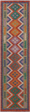 SUPER SALE Reversible Kilim Flat Weave Wool On Wool Runner Rug - 2' 7" X 9' 7"