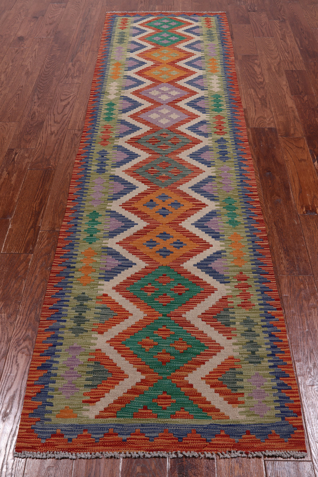 SUPER SALE Reversible Kilim Flat Weave Wool On Wool Runner Rug - 2' 7" X 9' 7"