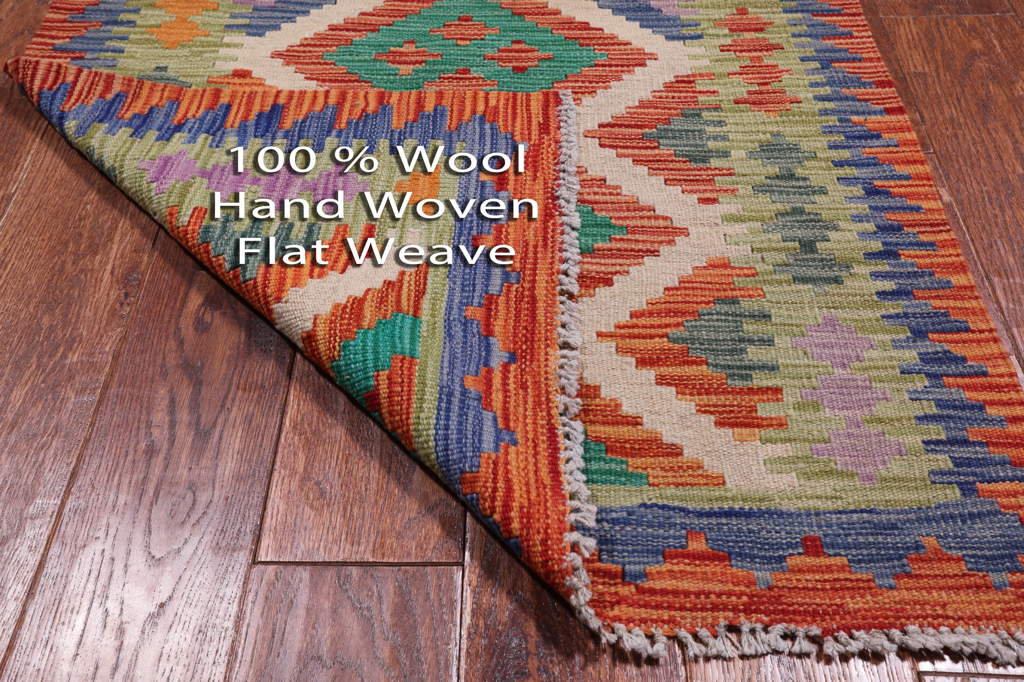 SUPER SALE Reversible Kilim Flat Weave Wool On Wool Runner Rug - 2' 7" X 9' 7"