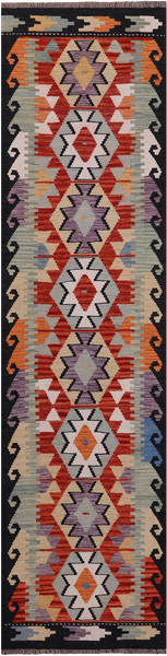 SUPER SALE Reversible Kilim Flat Weave Wool On Wool Runner Rug - 2' 7" X 10' 0"