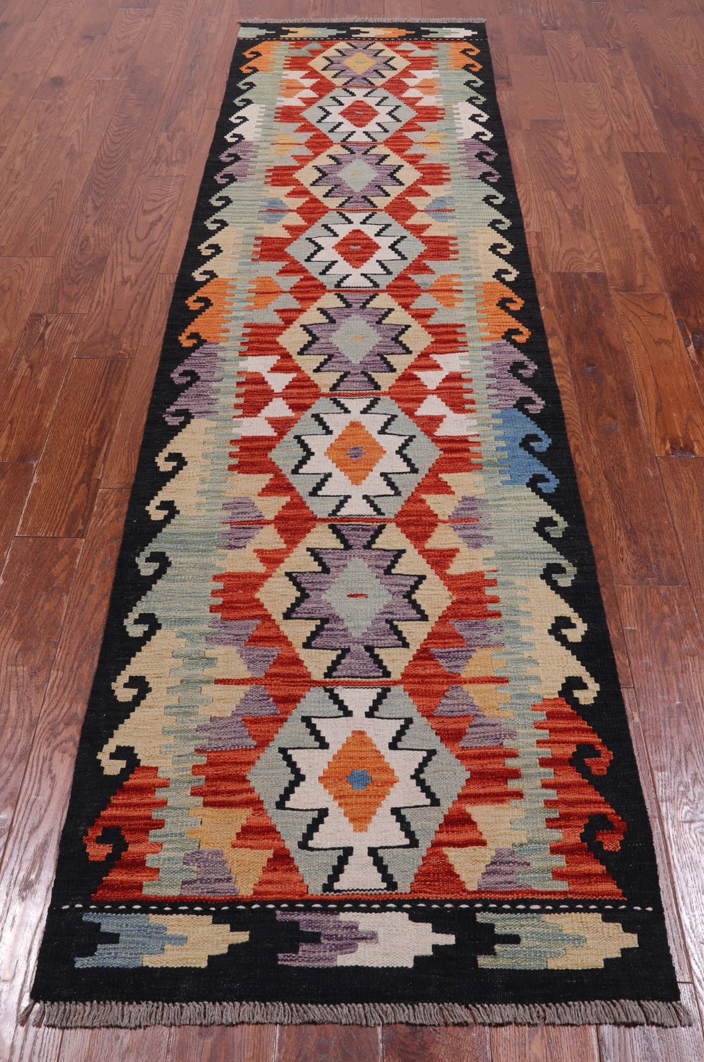 SUPER SALE Reversible Kilim Flat Weave Wool On Wool Runner Rug - 2' 7" X 10' 0"