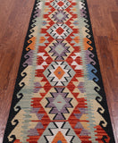 SUPER SALE Reversible Kilim Flat Weave Wool On Wool Runner Rug - 2' 7" X 10' 0"