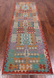 SUPER SALE Reversible Kilim Flat Weave Wool On Wool Runner Rug - 2' 8" X 9' 7"