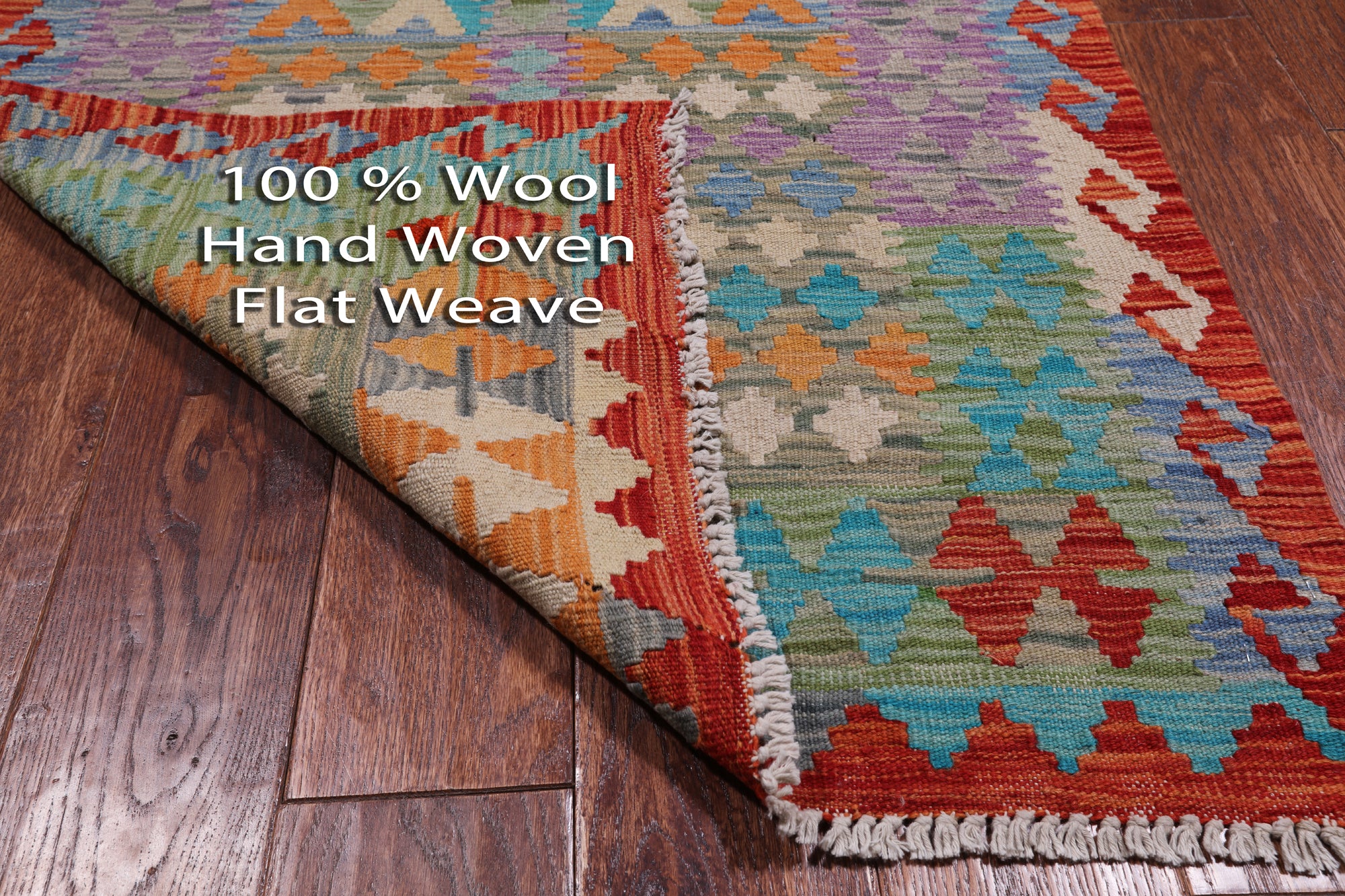 SUPER SALE Reversible Kilim Flat Weave Wool On Wool Runner Rug - 2' 8" X 9' 7"