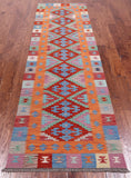SUPER SALE Reversible Kilim Flat Weave Wool On Wool Runner Rug - 2' 9" X 9' 7"