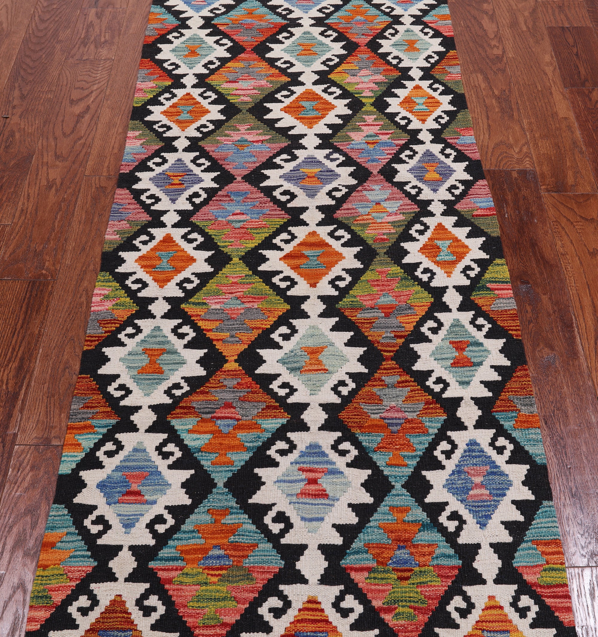 SUPER SALE Reversible Kilim Flat Weave Wool On Wool Runner Rug - 2' 8" X 8' 0"