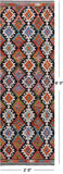 SUPER SALE Reversible Kilim Flat Weave Wool On Wool Runner Rug - 2' 8" X 8' 0"