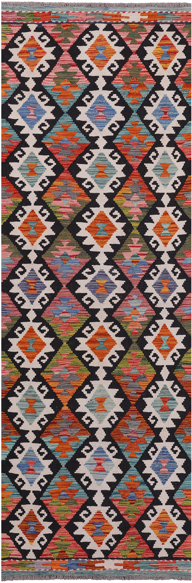 SUPER SALE Reversible Kilim Flat Weave Wool On Wool Runner Rug - 2' 8" X 8' 0"