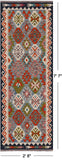SUPER SALE Reversible Kilim Flat Weave Wool On Wool Runner Rug - 2' 8" X 7' 7"