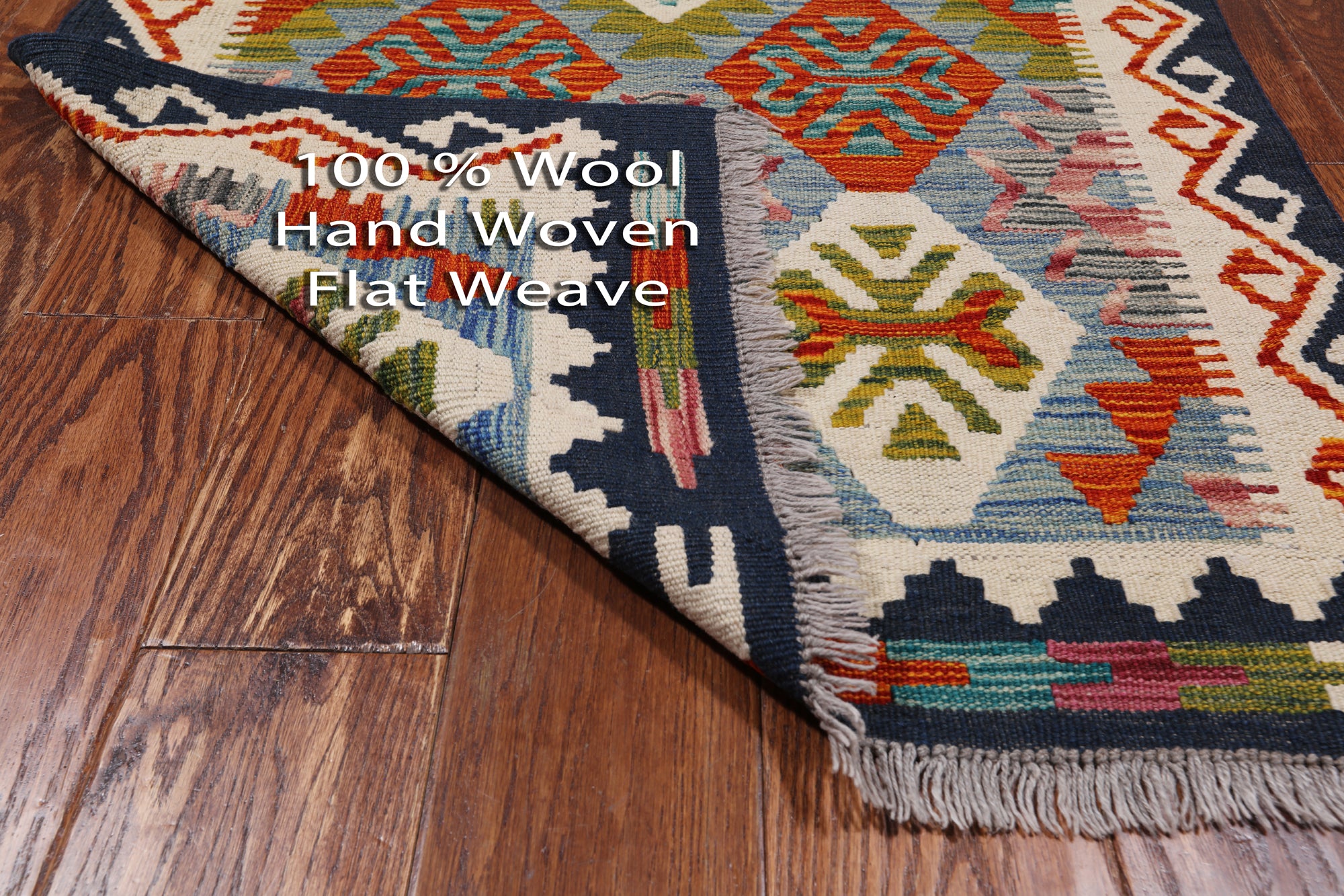 SUPER SALE Reversible Kilim Flat Weave Wool On Wool Runner Rug - 2' 8" X 7' 7"