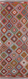 SUPER SALE Reversible Kilim Flat Weave Wool On Wool Runner Rug - 3' 0" X 8' 0"