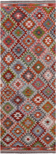 SUPER SALE Reversible Kilim Flat Weave Wool On Wool Runner Rug - 3' 0" X 8' 0"