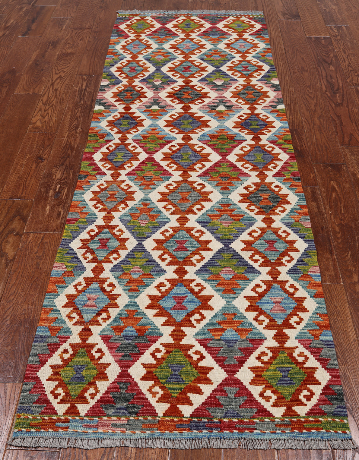 SUPER SALE Reversible Kilim Flat Weave Wool On Wool Runner Rug - 2' 8" X 8' 3"