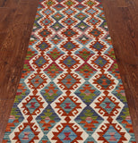 SUPER SALE Reversible Kilim Flat Weave Wool On Wool Runner Rug - 2' 8" X 8' 3"