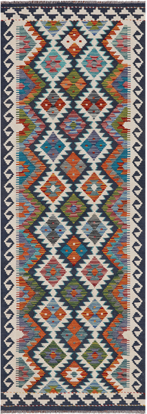 SUPER SALE Reversible Kilim Flat Weave Wool On Wool Runner Rug - 2' 9" X 7' 8"