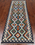 SUPER SALE Reversible Kilim Flat Weave Wool On Wool Runner Rug - 2' 9" X 7' 8"
