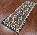 SUPER SALE Reversible Kilim Flat Weave Wool On Wool Runner Rug - 2' 9" X 7' 8"